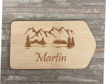 Breakfast board, personalized wooden board, snack board with name, gift with name