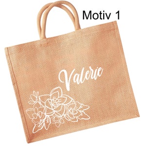 Jute bag personalized, shopping bag, shopper with name, market bag image 1