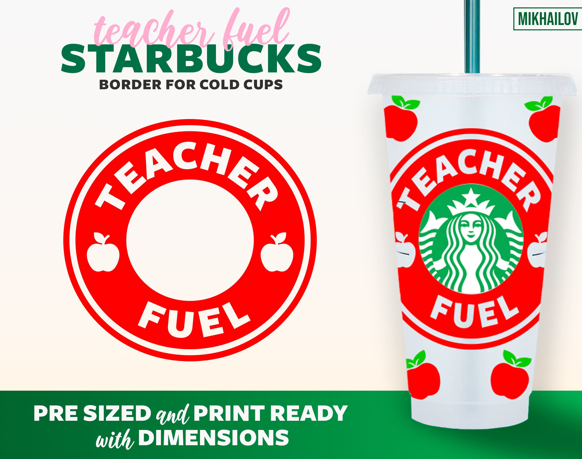 Teacher Starbucks svg Teacher Fuel Full Wrap Starbucks | Etsy
