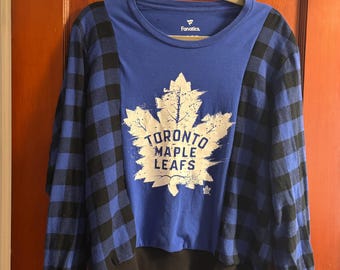 CUSTOM - Upcycled flannel of the team of your choice. Made to order to fit your size.