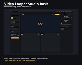 Video Looper Studio Basic: Windows Lifetime License | Batch Video Loop Maker, Text Overlay Tool