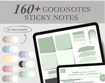 160+ Goodnotes Sticky Notes, autocollants, autocollants iPad, planificateur numérique, notes numériques