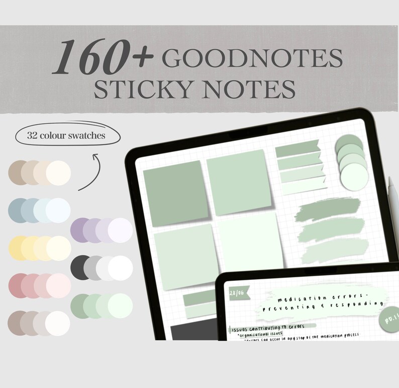 160 Goodnotes Sticky Notes Stickers Ipad Stickers Digital Etsy