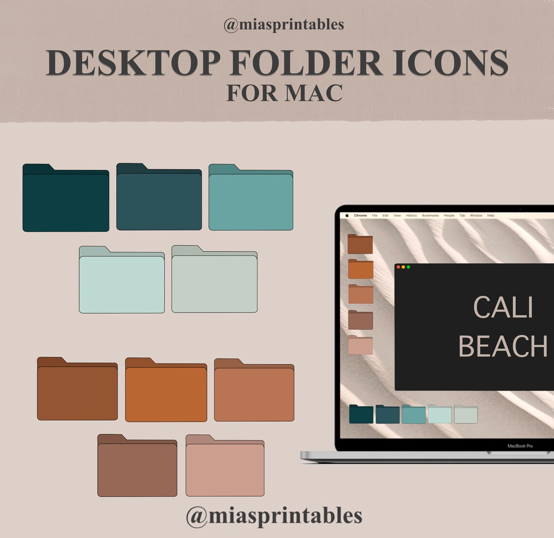 Macbook Folder Icons Nude and Blue Desktop Iconsinstant - Etsy UK