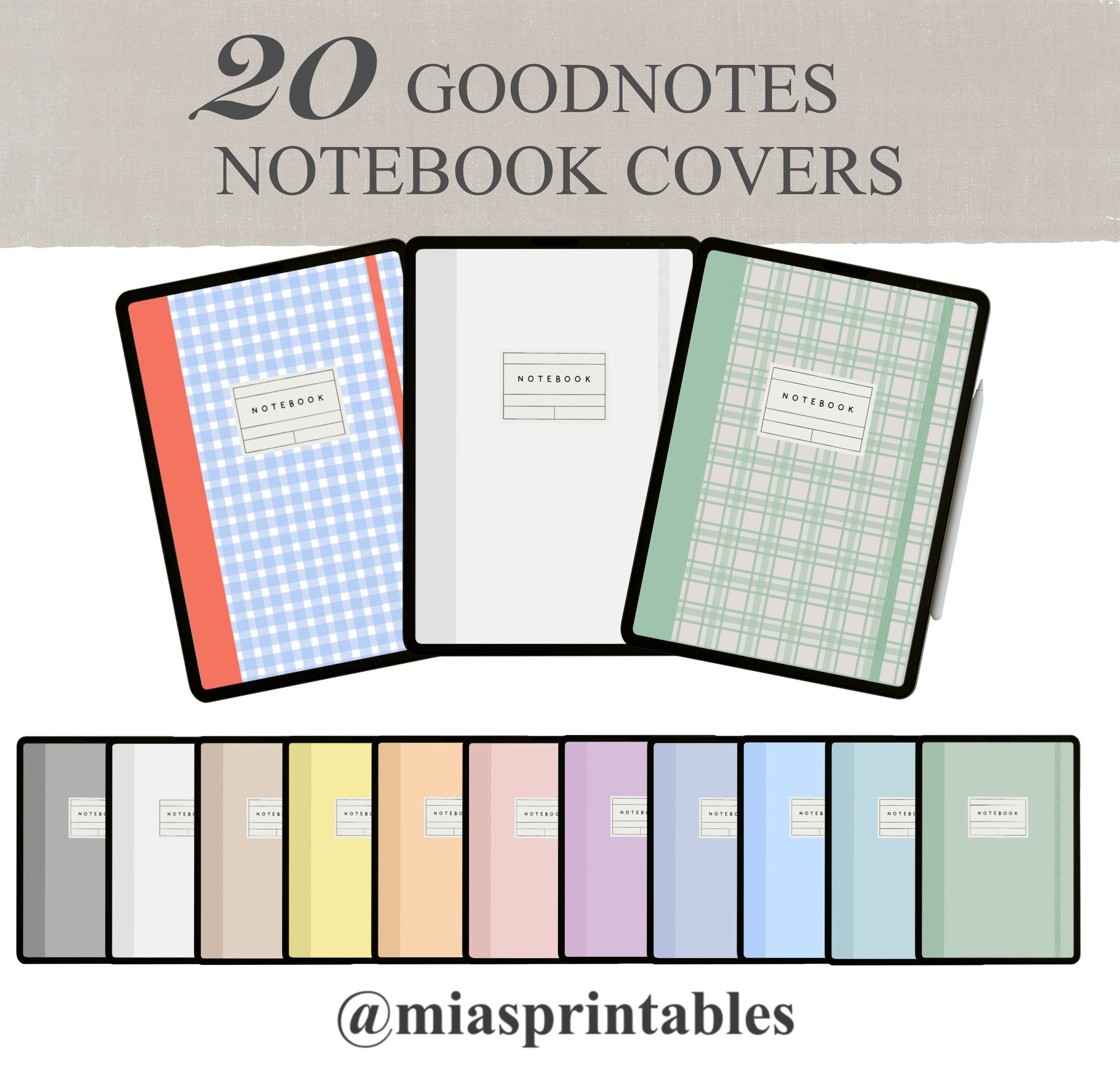 20 Cute Digital Notebook Covers Korean Japanese Stationary Etsy