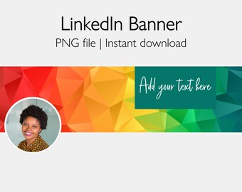 May include: A colorful abstract geometric background with a profile picture of a woman in the left corner. The text "Add your text here" is in the right corner of the image.