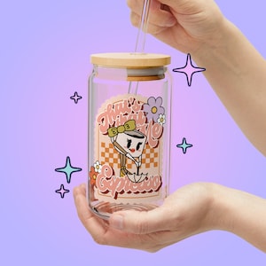 That&#39;s That Me Espresso Sabrina Carpenter iced coffee sipper, glassware, reusable cup, 16oz lid and straw
