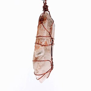Red Hematoid Rough Point Wire Wrapped Necklace