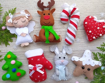 Felt Christmas Ornaments: Handmade Holiday Decor Set