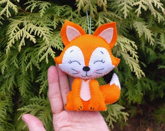 Felt fox ornaments. Woodland Christmas decor. Animals nursery decorations. Fox Christmas ornament.