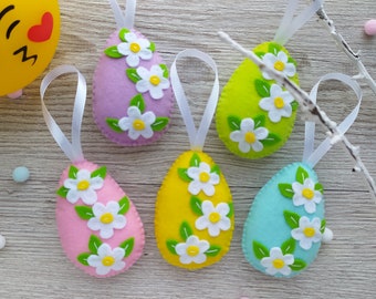 Felt Easter Egg Ornament: Floral Spring Decor