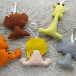 Nursery decor safari, Felt jungle animals, hanging animals safari, felt animals ornament, baby mobile decorations image 9