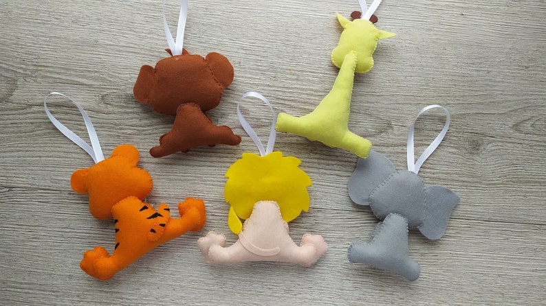 Nursery decor safari, Felt jungle animals, hanging animals safari, felt animals ornament, baby mobile decorations image 9