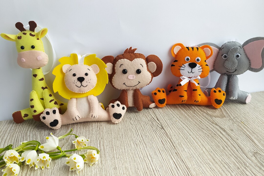 Nursery Decor Safari, Felt Jungle Animals, Hanging Animals Safari, Felt