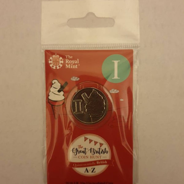 2018 Great British Coin Hunt 10p coin letter I (Ice Cream) Coin pack