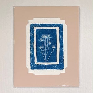 Little Flowers-Original Embellished Cyanotype Art | Cyanotype Sunprint | Watercolor | 8&quot; x 10&quot; | Fine Art by Cory Rocio Carrasco