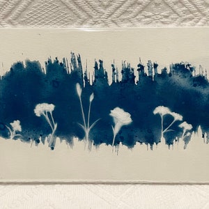 Lovely Little Flowers-Original Embellished Cyanotype Artwork | Cyanotype Sunprint | Watercolor Art | Fine Art by Cory Rocio Carrasco