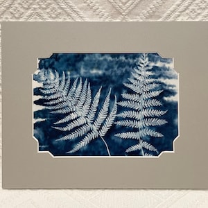 Beautiful Ferns-Original Embellished Cyanotype Art | Cyanotype Sunprint | Watercolor Art | 10” x 8” | Fine Art by Cory Rocio Carrasco