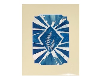 Little Ferns-Original Embellished Cyanotype Art | Botanical Cyanotype | Cyanotype Sunprint | 8" x 10" | Fine Art by Cory Rocio Carrasco