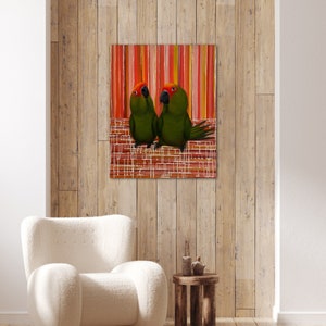 Pair of Conures Oil Painting | Colorful Bird Art | Parrot Painting | Mixed Media Art | Original Artwork | Fine Art by Cory Rocio Carrasco