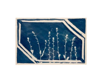 Tiny Wildflowers-Original Embellished Cyanotype Artwork | Cyanotype Sunprint | Watercolor Art | Fine Art by Cory Rocio Carrasco