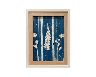Framed Fern and Wildflowers Cyanotype | Fine Art by Cory Rocio Carrasco