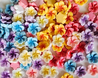 10/30 Pcs  Mixed Color Flower Plumeria Resin Flatback Cabochon  25mm #CAB165