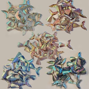 5 Pcs Iridescent Scale Mermaid Tail Cabochons Resin Flatback  #CAB063