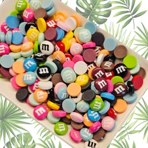 10/30/50 pcs M&M MM Candy Chocolate Cabochons Resin Flatback Deco Mixed Color  #CAB031