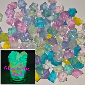 6/15 Pcs Glow in the Dark Multi Color Crushed Ice Cube Chunks, Fluorescent Faux Ice Cubes, Crystals Fake Diamond, Cabochons #CAB123