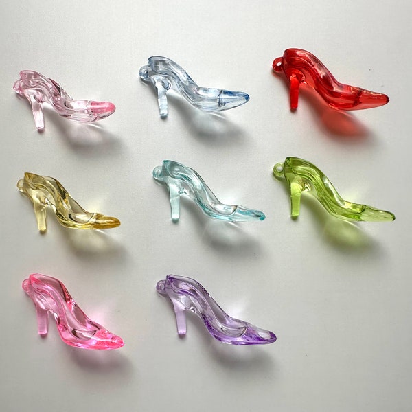 Large Multicolor Acrylic Adorable 3D High Heel Shoe Charms Pendant 60mm x 20mm x 30mm  1/5/10 Pcs #CAB027