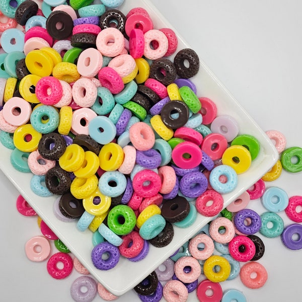 5/10/30/50 Pcs Kawaii Fruit Loop Cereal Cabochons Imitation Fake Food Cabochons,  Faux Food Flat Back Cabochon,  #CAB129