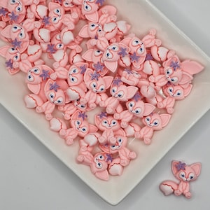 5 cabochons de dessin animé Duffy and Friends Linabell Fox, cabochon, dos plat en résine # CAB095