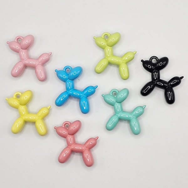 6 Pcs Balloon Dog Puppy Animal Balloon Macaron Color Resin Cabochons Charms #CAB011