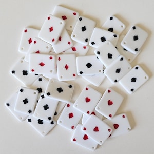 10/30 Pcs Ace Play Card Casino Game Cabochão Charm, Play Card Resina Flatback com Furos Cabochões Charms #CM110