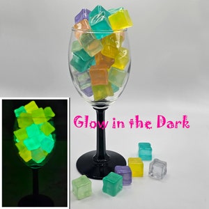 6/15 Pcs Glow in the Dark Multi Color Ice Cube Chunks, Fluorescent Acrylic Blocks, Faux Ice Cubes, Cabochons #CAB122