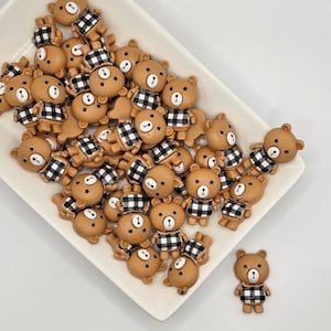 5/15 Pcs Teddy Bear Flat Back Resin Cabochons, Kawaii Cartoon Bear Cabochon #CAB112