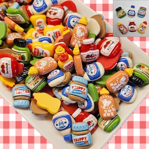6/24 Pcs Cabochons Resin Miniature Condiments Spices Sauce peanut butter Ketchup Mustard Mayonnaise Flatback Deco  #CAB034