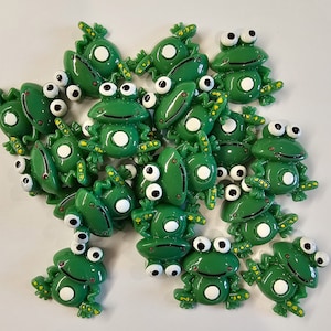 5 pcs Frog Kawaii Cute Cabochons Resin Flatback #CAB059