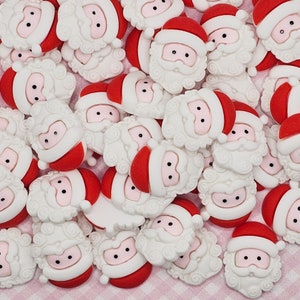 4/10/25 stks Hars Kerstman Kerst Cabochons Kerst Kawaii Plaksteen Kerstman Hoofd Gezicht Kerst Vakantie Cabochon #CAB001