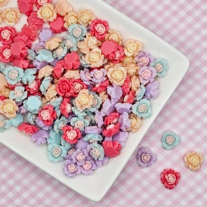 10/30 Pcs 2-Tone Color Flower Resin Flatback Cabochons  #CAB217