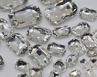 Rectangle Pointed Back Gems Jewels Crystal Clear Rhinestone 6x8mm 8x10mm 10x14mm 13x18mm 18x25mm