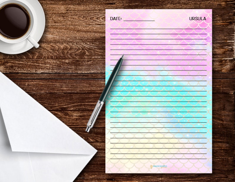 1 The Ursula Mermaid Theme Notepad | 5.5in x 8.5in 30 page tear-off notepad