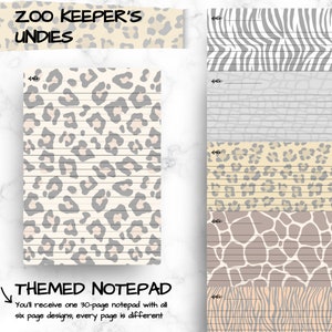 Zoo Keeper's Undies | notepad | see images for details