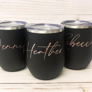 Personalized Tumbler, Bridesmaid Proposal Gift, Wine Tumbler, Coffee Cup, 12oz Stainless Steel Tumbler w/straw, Bachelorette, Liquor Cup