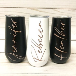 Champagne Tumbler, Personalized Stainless Steel Tumbler, Bridesmaid Proposal, Stemless Champagne Glass, Custom Wine Cup, Bachelorette,