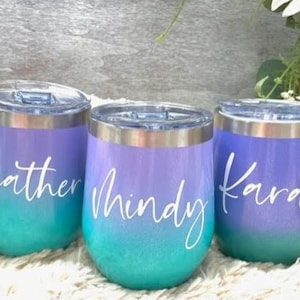 Personalized Tumbler, Bridesmaid Proposal Gift, Wine Tumbler, Coffee Cup, 12oz Stainless Steel Tumbler w/straw, Bachelorette, Liquor Cup