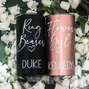 Flower Girl Gift, Personalized Tumbler, Ring Bearer Bridesmaid Gift, 12oz Stainless Steel Tumbler w/straw, Bridesmaid Proposal, Wedding Cup