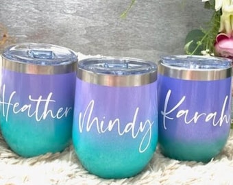 Personalized Tumbler, Bridesmaid Proposal Gift, Wine Tumbler, Coffee Cup, 12oz Stainless Steel Tumbler w/straw, Bachelorette, Liquor Cup