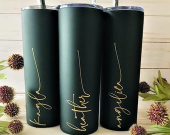 Custom Personalized Name Tumbler | Girl's Trip Tumbler | Stainless Steel Cup Straw | Bridesmaid Gift | Wedding | Mothers Day | Birthday Cup
